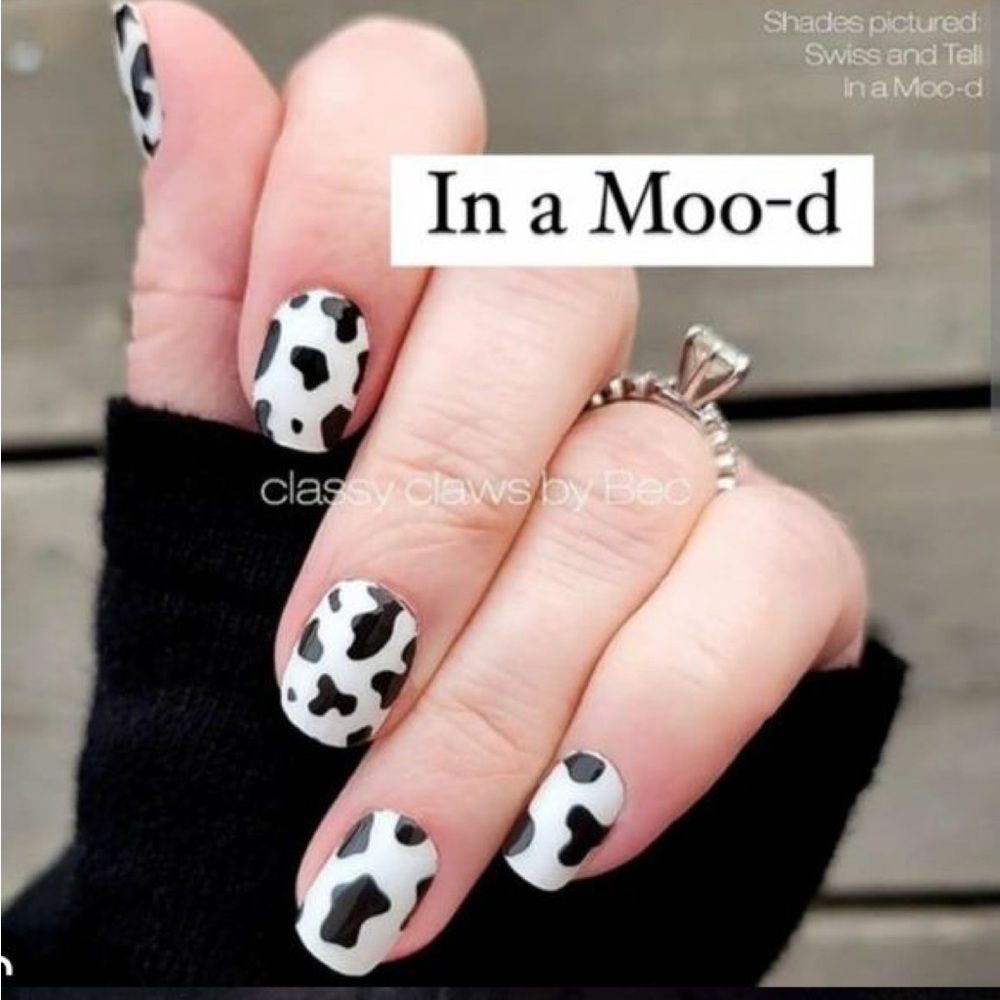 *Retired* Color Street: In a MOO-d | Cow Print Animal Black Clear Overlay Spots - Picture 5 of 13